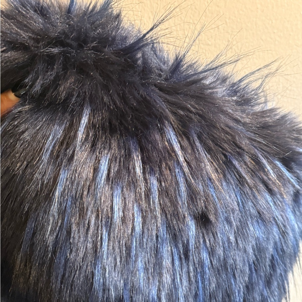 Faux Fur Clutch in Black and Blue - Picture 5 of 5